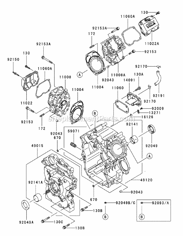 Fd791d-Cs05 Cylinder & Crankcase Diagram and Parts List for M60-KW 53AJ8CT6050 Cub Cadet Sprayer